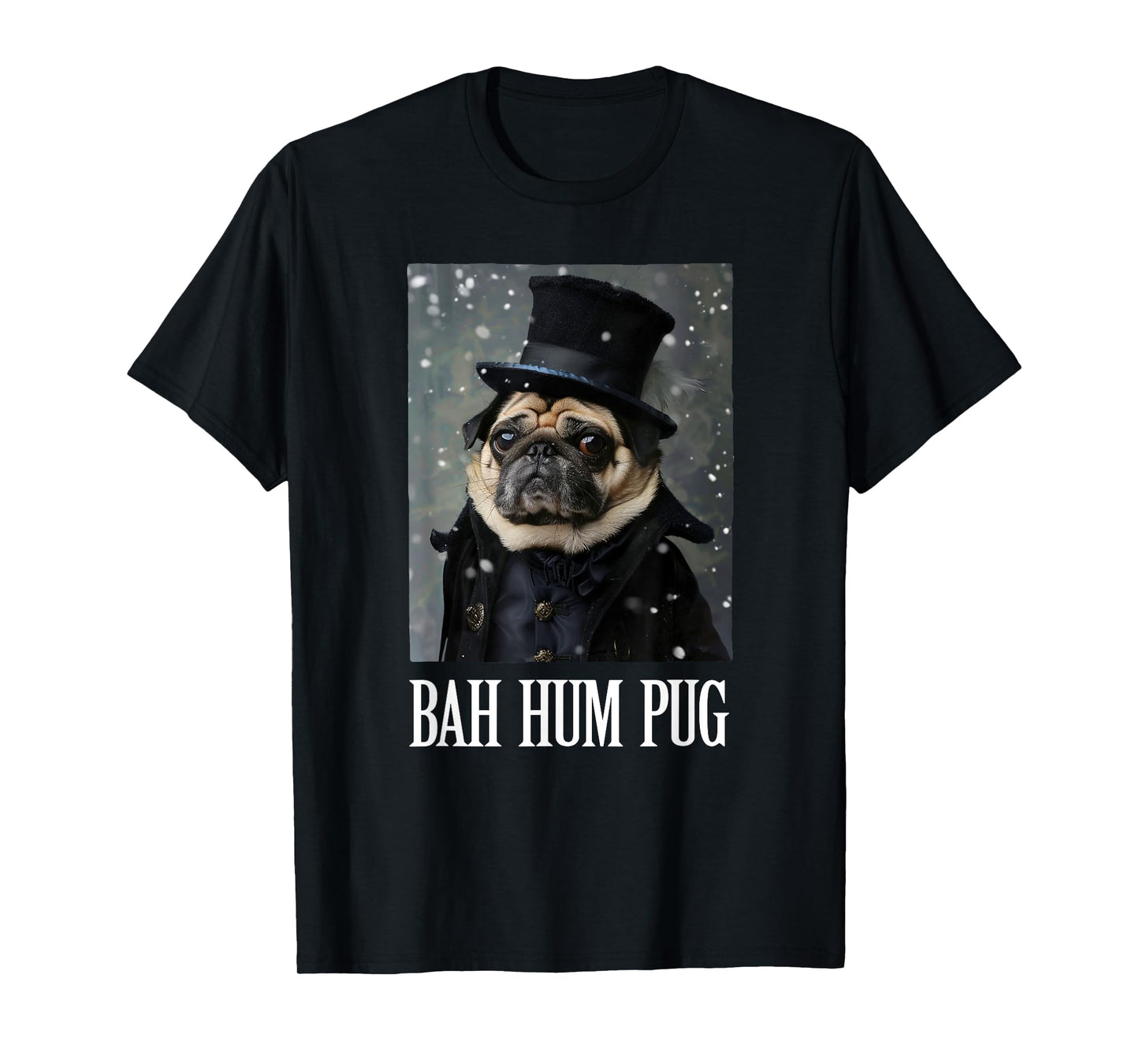 Funny Dog Bah Hum Pug Christmas Pet Holiday Photo Humbug Bug T-Shirt for Men Women Girls Kids