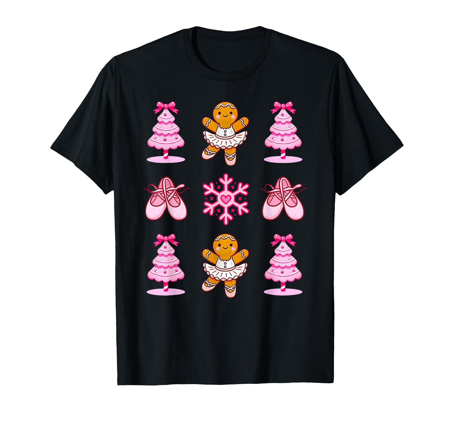 Ballerina Gingerbread Ballet Shoes Dance Teacher Christmas T-Shirt