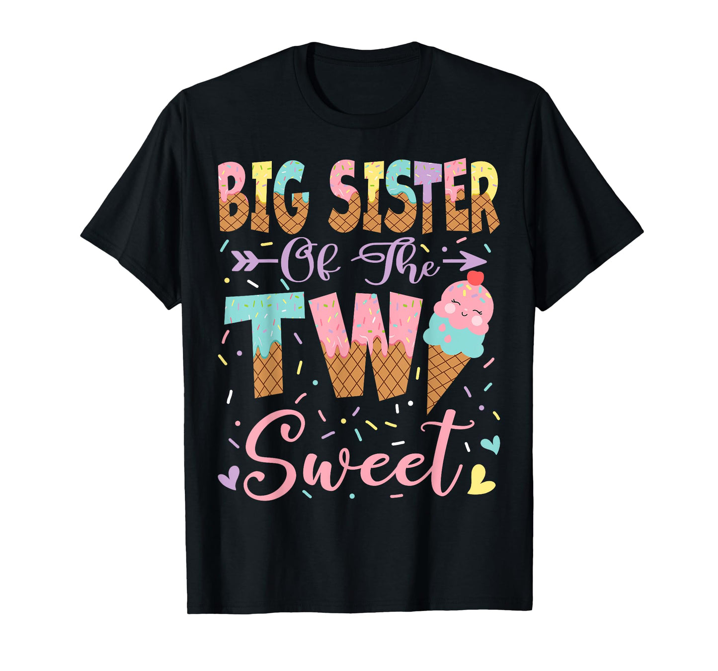 Big Sister Of The Two Sweet 2Nd Birthday Summer Ice Cream T-Shirt