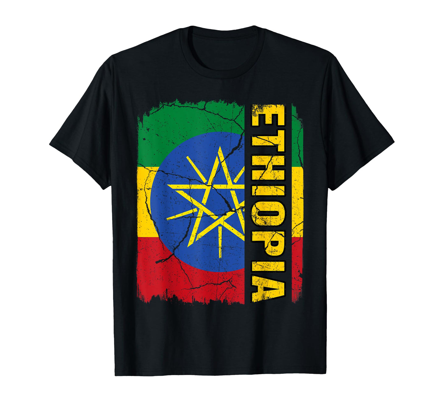 Vintage Ethiopian Flag Ethiopia Pride Roots Heritage Gift T-Shirt