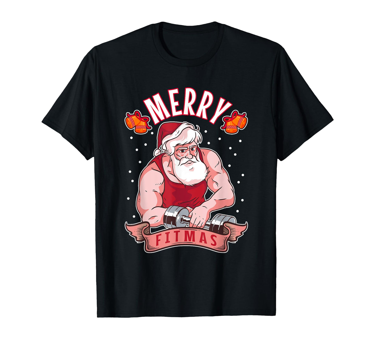 Fitness Christmas exercise fit barbell gym cool Santa Claus T-Shirt