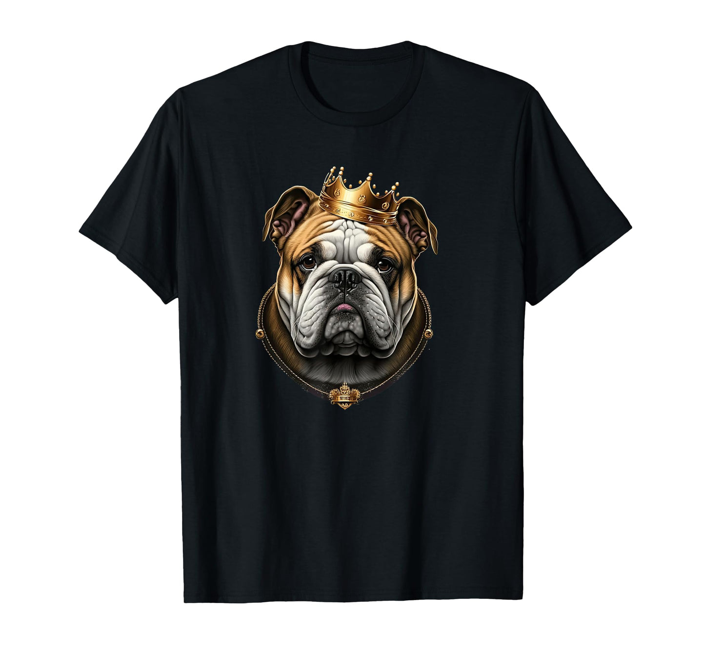 Funny Bulldog Dog With Golden Crown Men Women Girls Kids T-Shirt