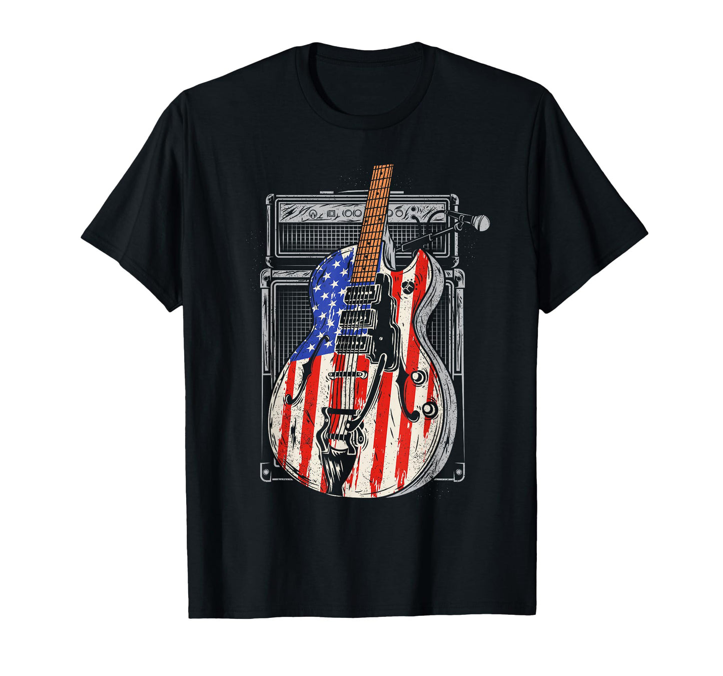 American Flag Guitar 4th of July Guitarist USA Country Music T-Shirt