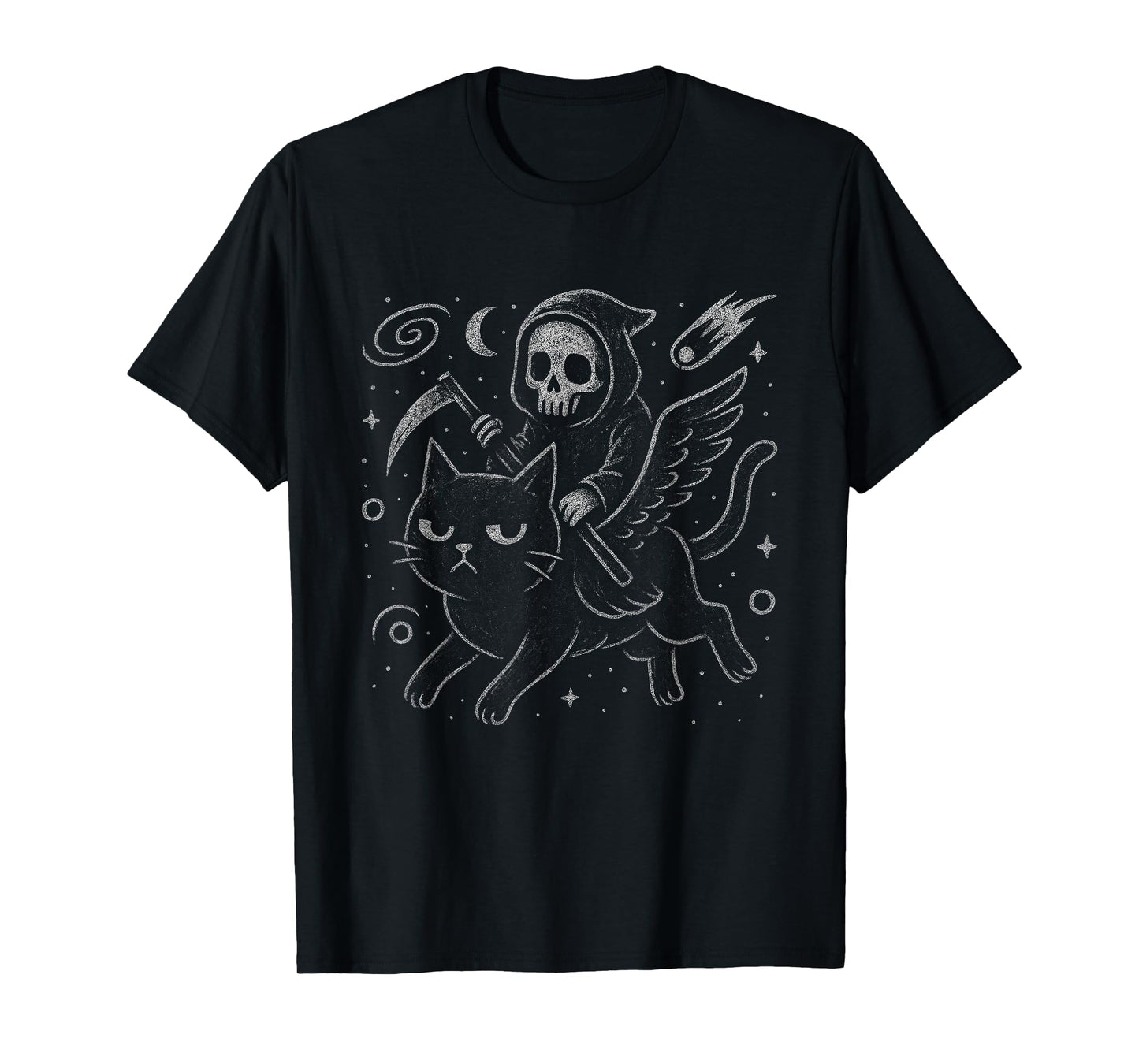 Grim Reaper Cat Space Kitty Funny Goth Grunge Alt Aesthetic T-Shirt