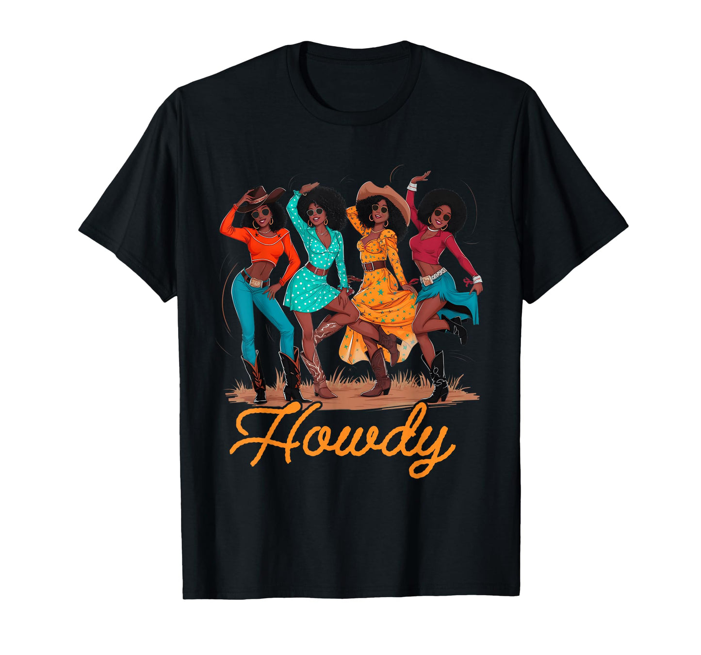 Black Cowgirls Line Dance Western Rodeo Country Music Texas T-Shirt