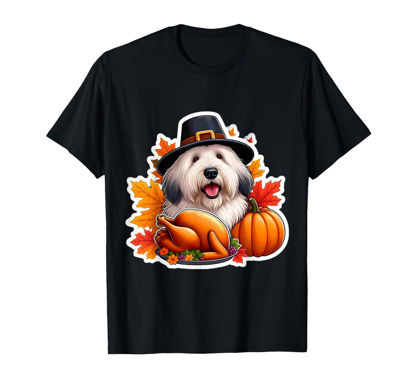 Thanksgiving Old English Sheepdog Dog Owner Lover Funny Cute T-Shirt