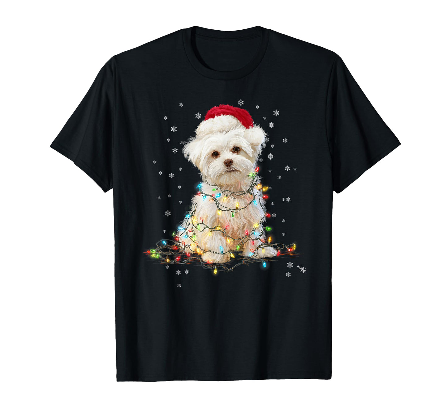 Christmas Dog Maltese Santa Xmas Women Men Kids T-Shirt