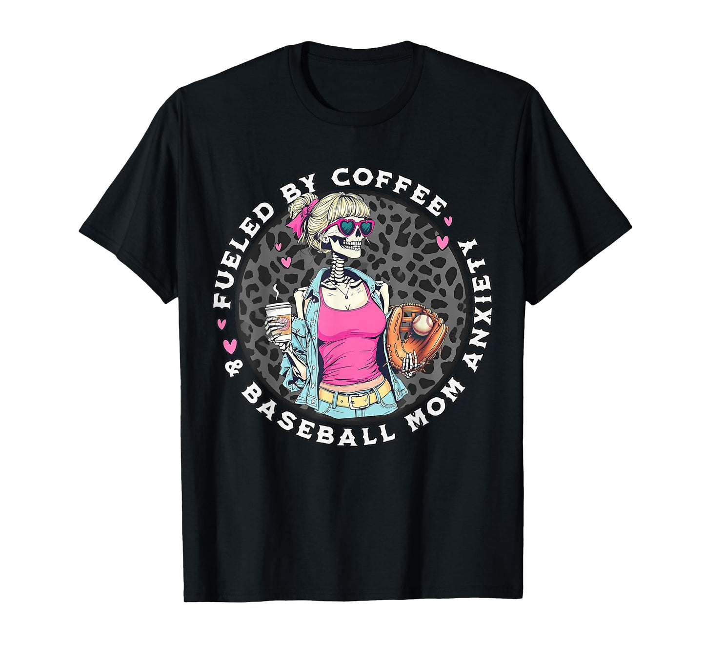 Fueled by Iced Coffee and Baseball Mom Anxiety Coffee Lover T-Shirt