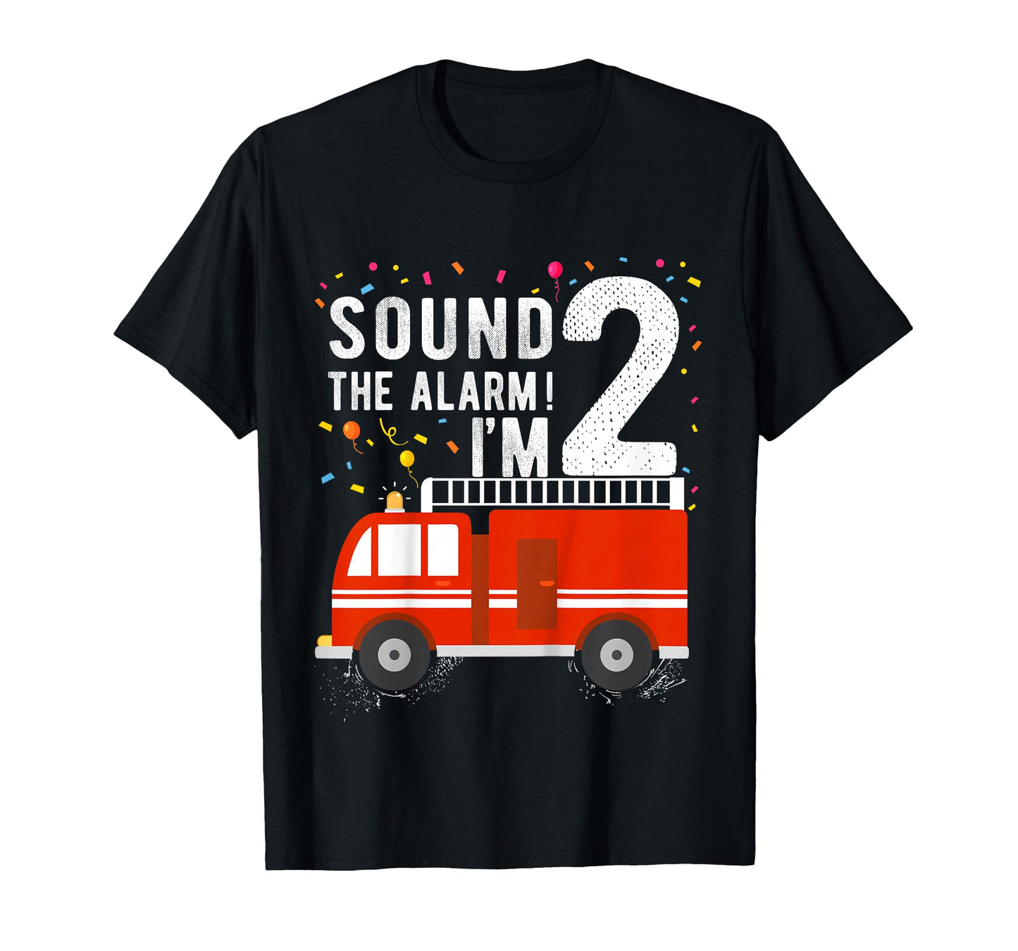 Fire Truck 2nd Birthday Boy 2 Year Old Firefighter T-Shirt