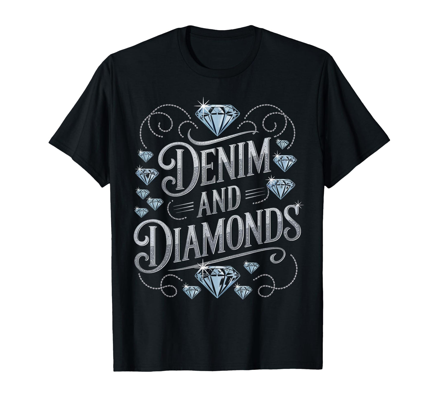 Denim and Diamonds Cowgirl Glam Western Rodeo Party Women T-Shirt