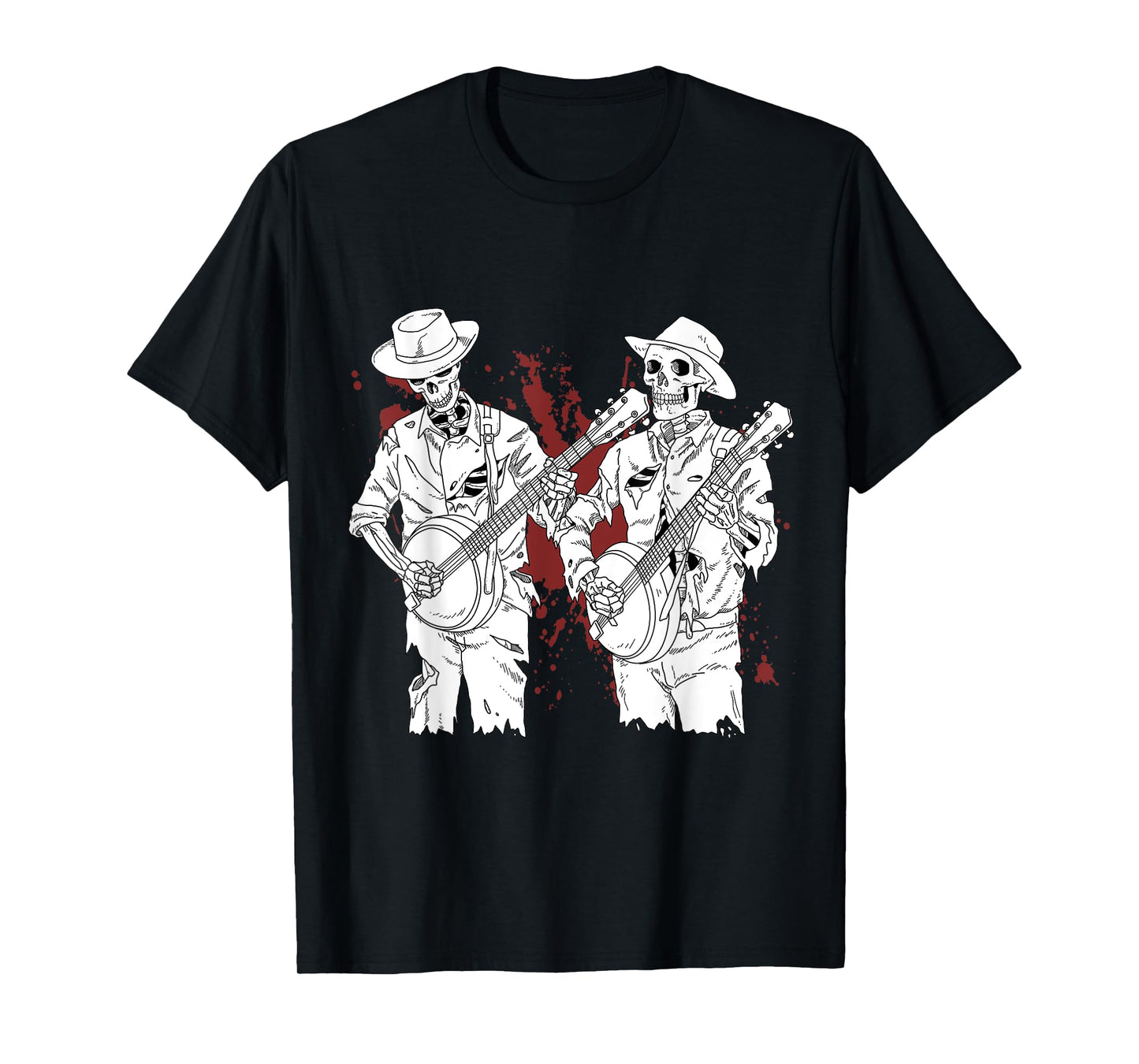 Banjo Tshirt For Men Scary Banjo Gifts Skeleton Bluegrass T-Shirt