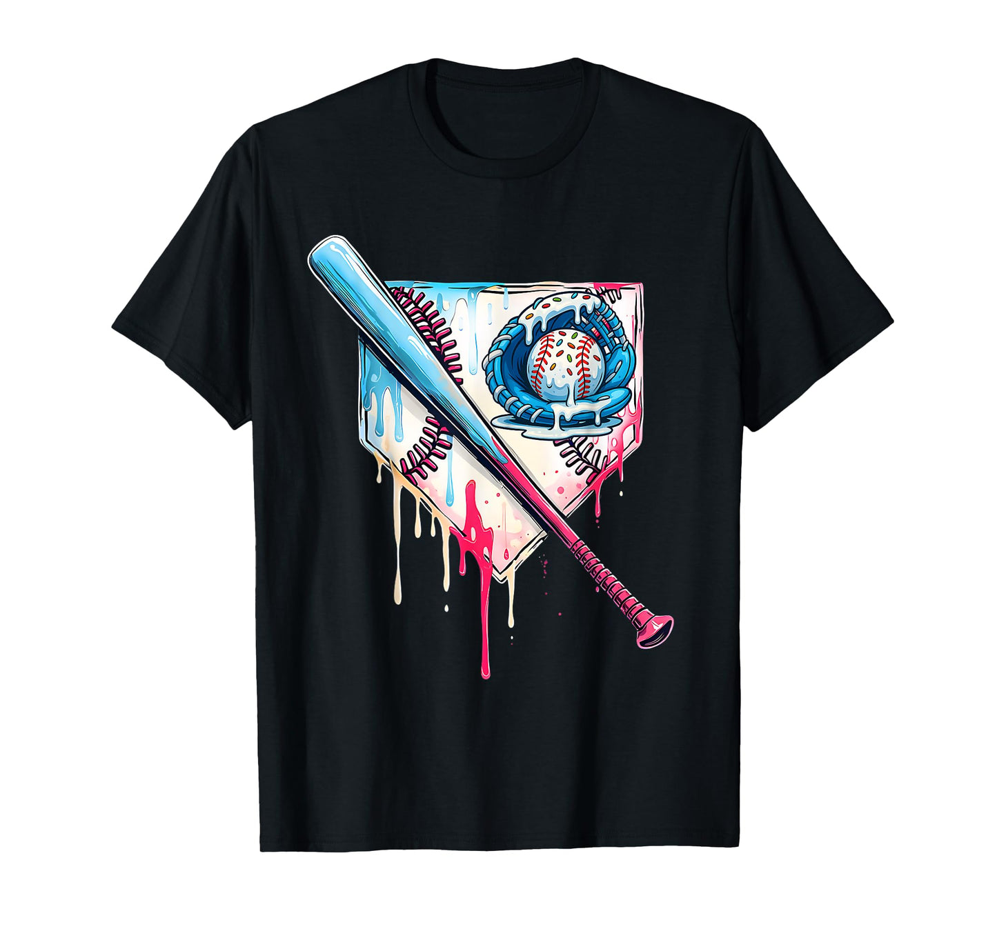 Baseball Home Plate Dripping Ice Cream Drip Youth Boys T-Shirt