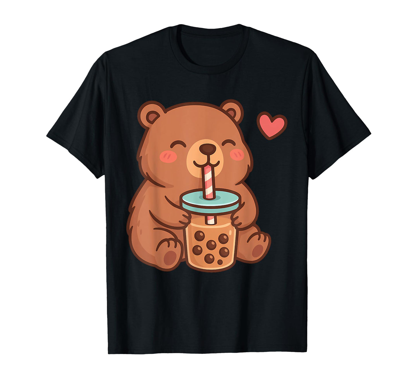 Cute Bear Kawaii Anime Drinking Bubble Tea Lover Girls T-Shirt
