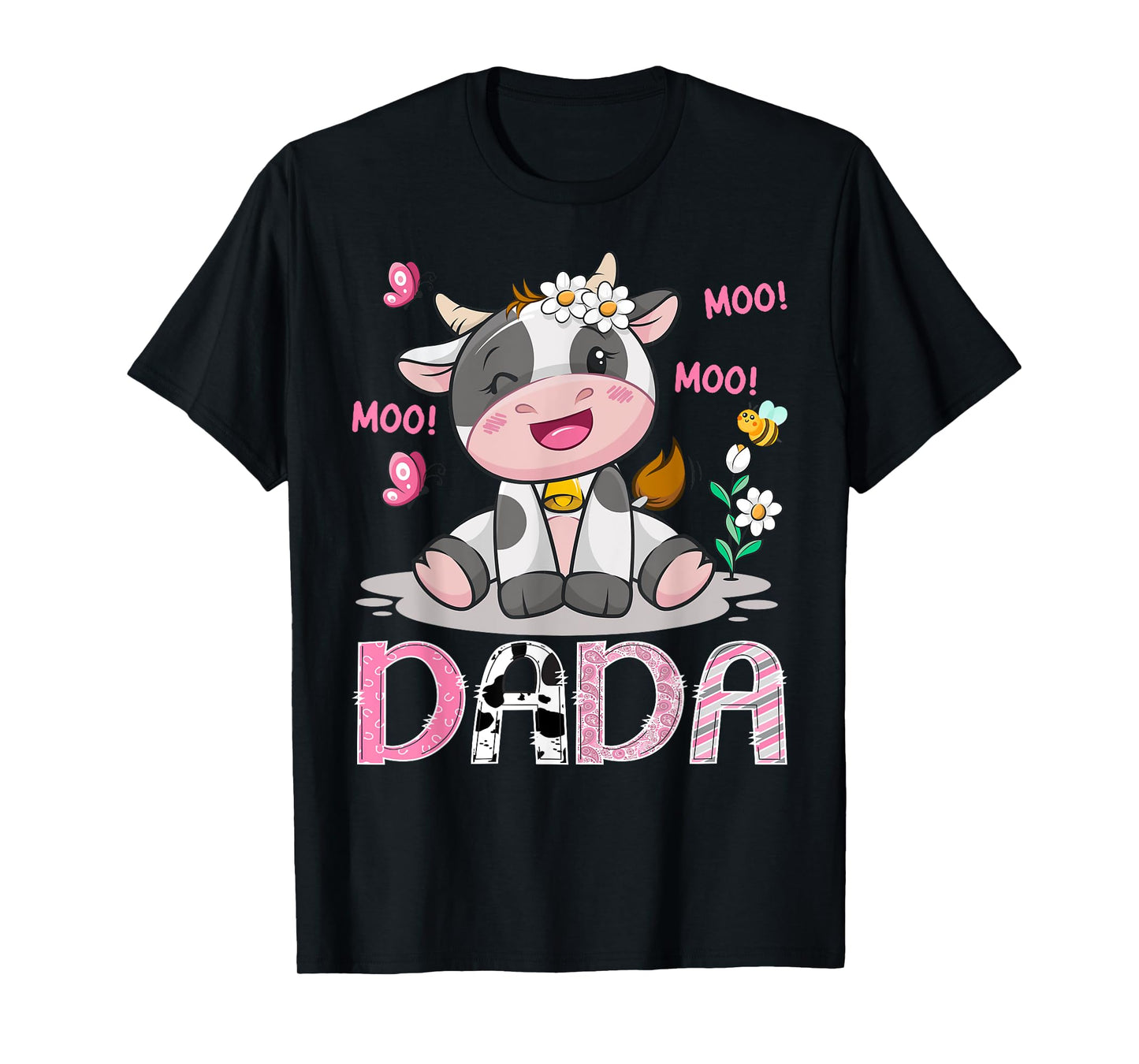 Dada Pink Farm Cute Cow Moo Moo Birthday Girl Matching T-Shirt
