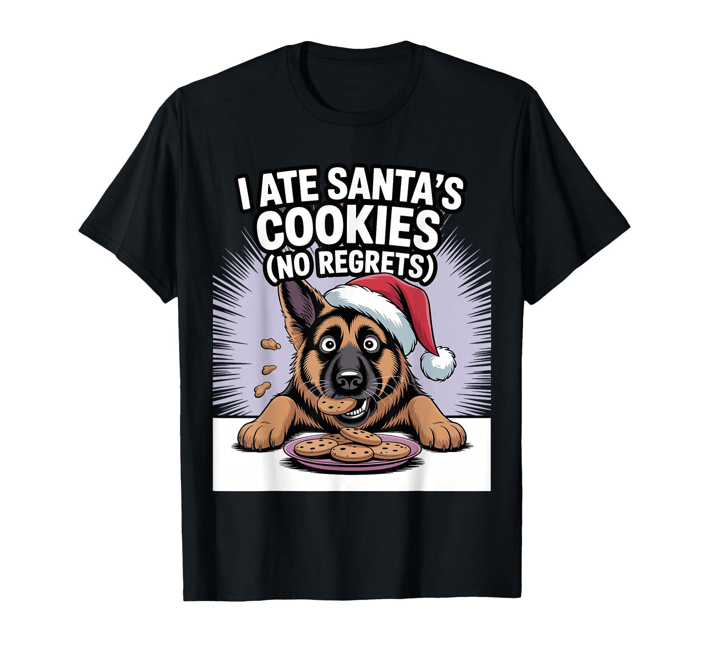 I Ate Santas Cookies Puppy Funny Christmas German Shepherd T-Shirt