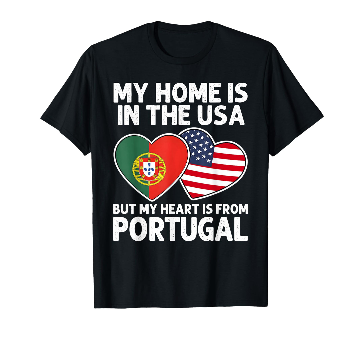 My Home USA My Heart Portugal Portuguese American Pride Flag T-Shirt