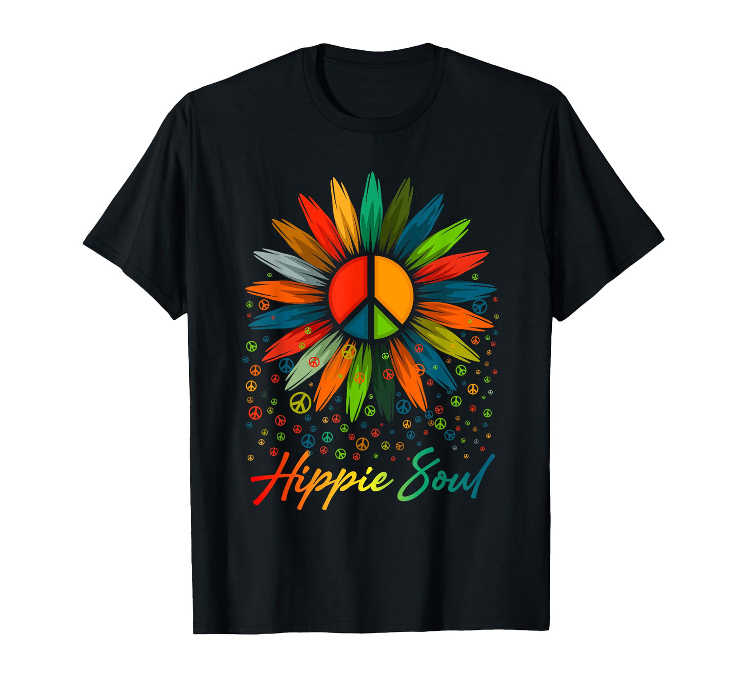 Hippie Soul Funny Peace Sign Daisy Flower Hippies Art Lovers T-Shirt
