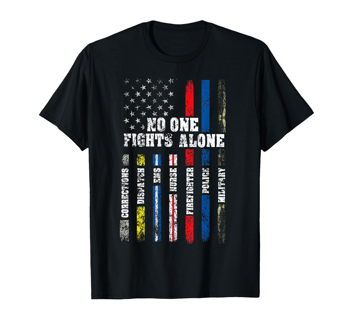 American Flag Thin Line Police Fire Military Nurse Responder T-Shirt Small