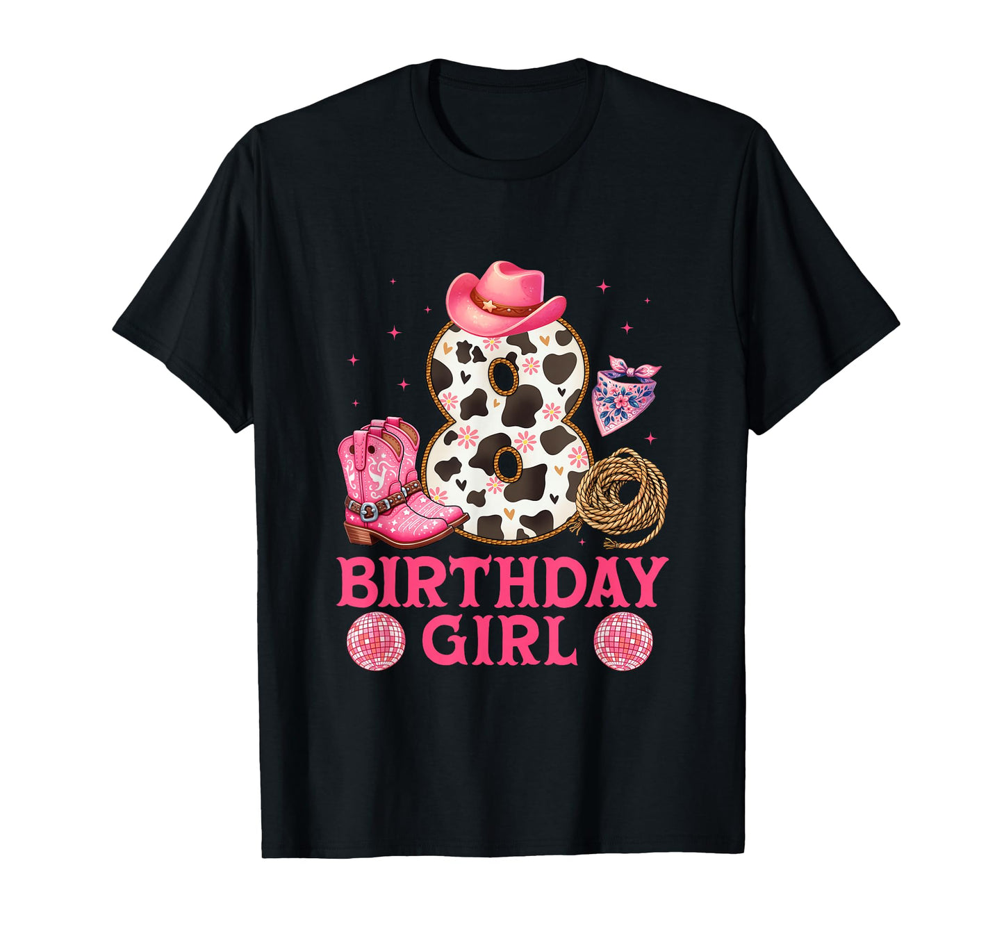 Cowgirl Birthday Girl 8 Years Old Western 8th birthday girl T-Shirt
