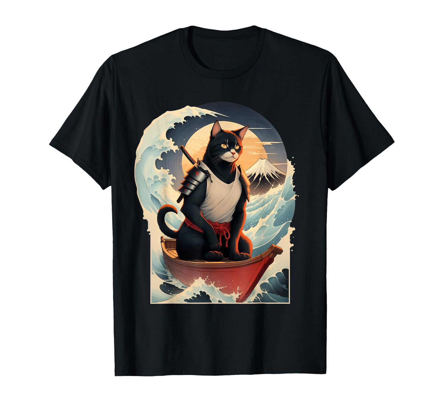 Japanese Samurai Cat Men Women Girls Kids T-Shirt