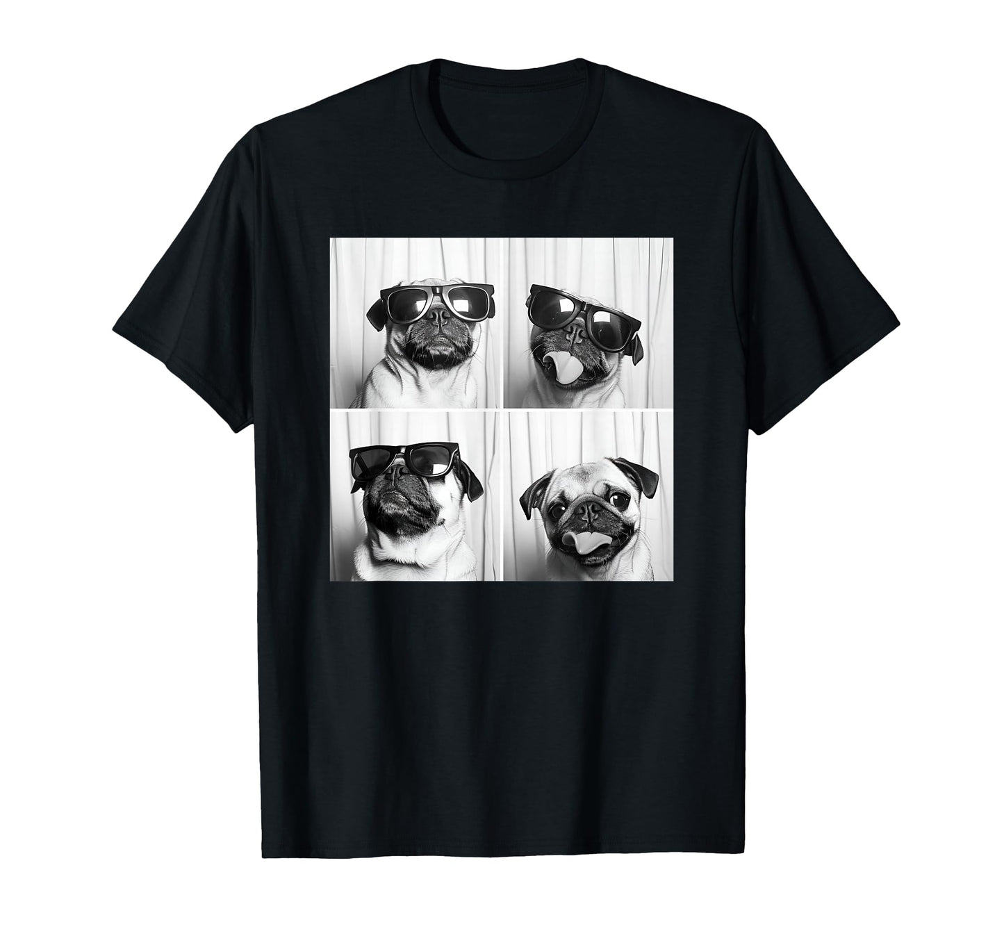 Cute Pug Face Pet Photobooth Cool Pug with Sunglasses T-Shirt