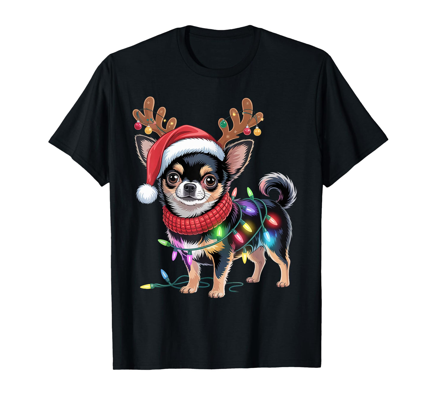 Funny Chihuahua Dog Mom Christmas Lights Pet Owner Xmas T-Shirt