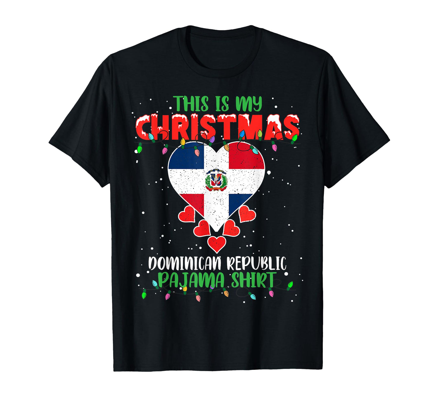 This Is My Christmas Lights Dominican Republic Flag Pajama T-Shirt