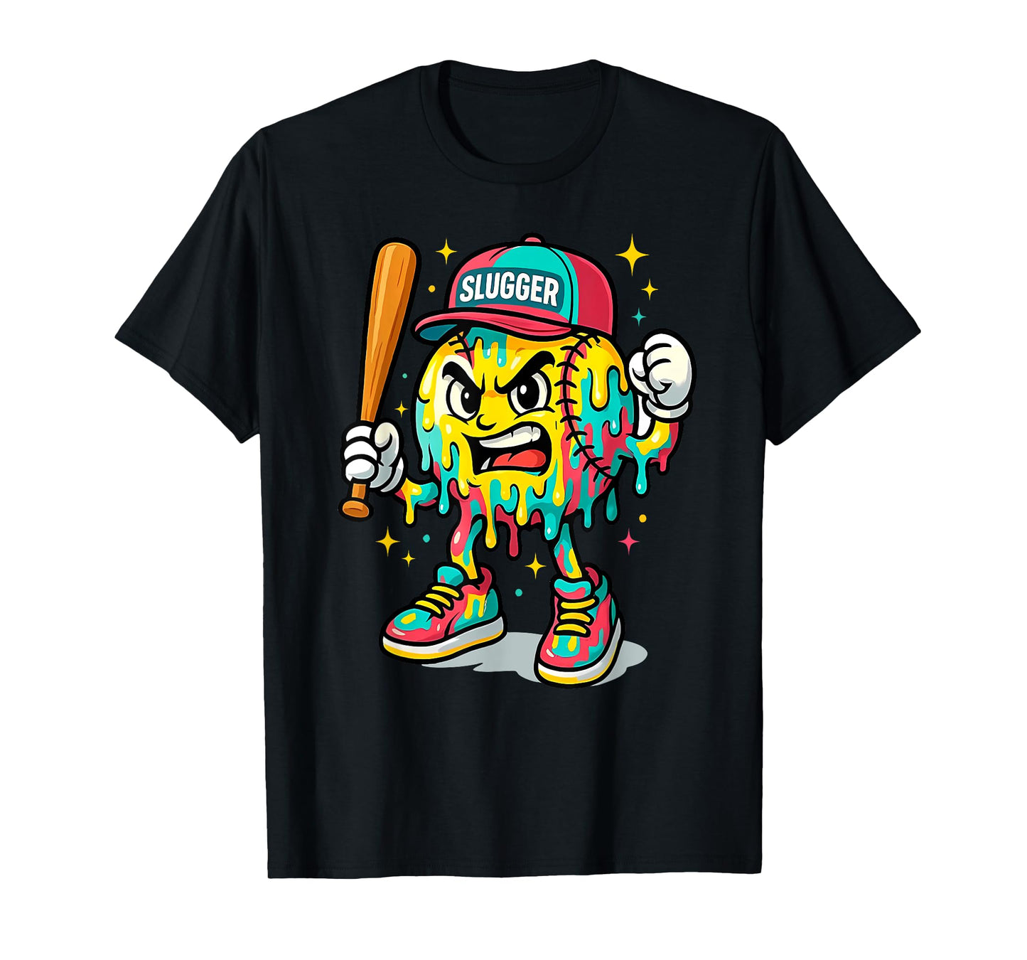 Funny Baseball Drip for Boys Kids Youth Dripping Ice Cream T-Shirt