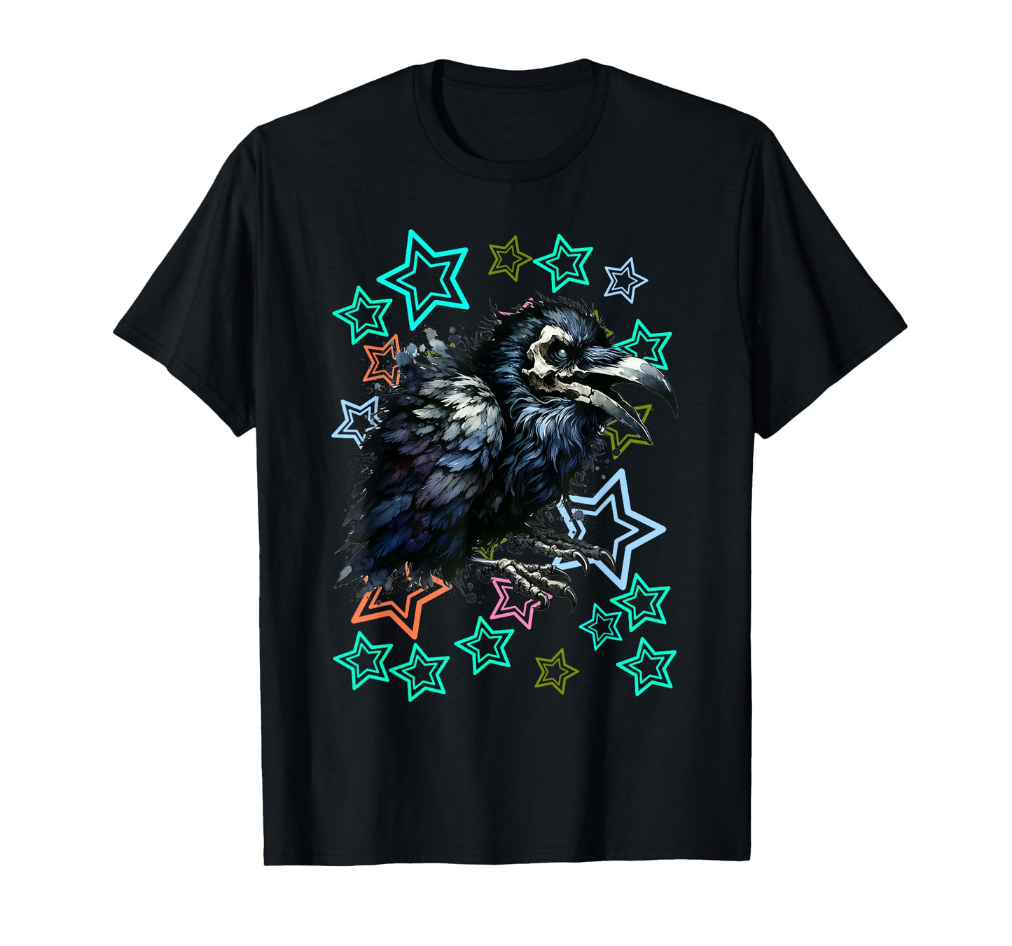 Retro 60s Crow 80s Crow Raven Halloween Bird T-Shirt