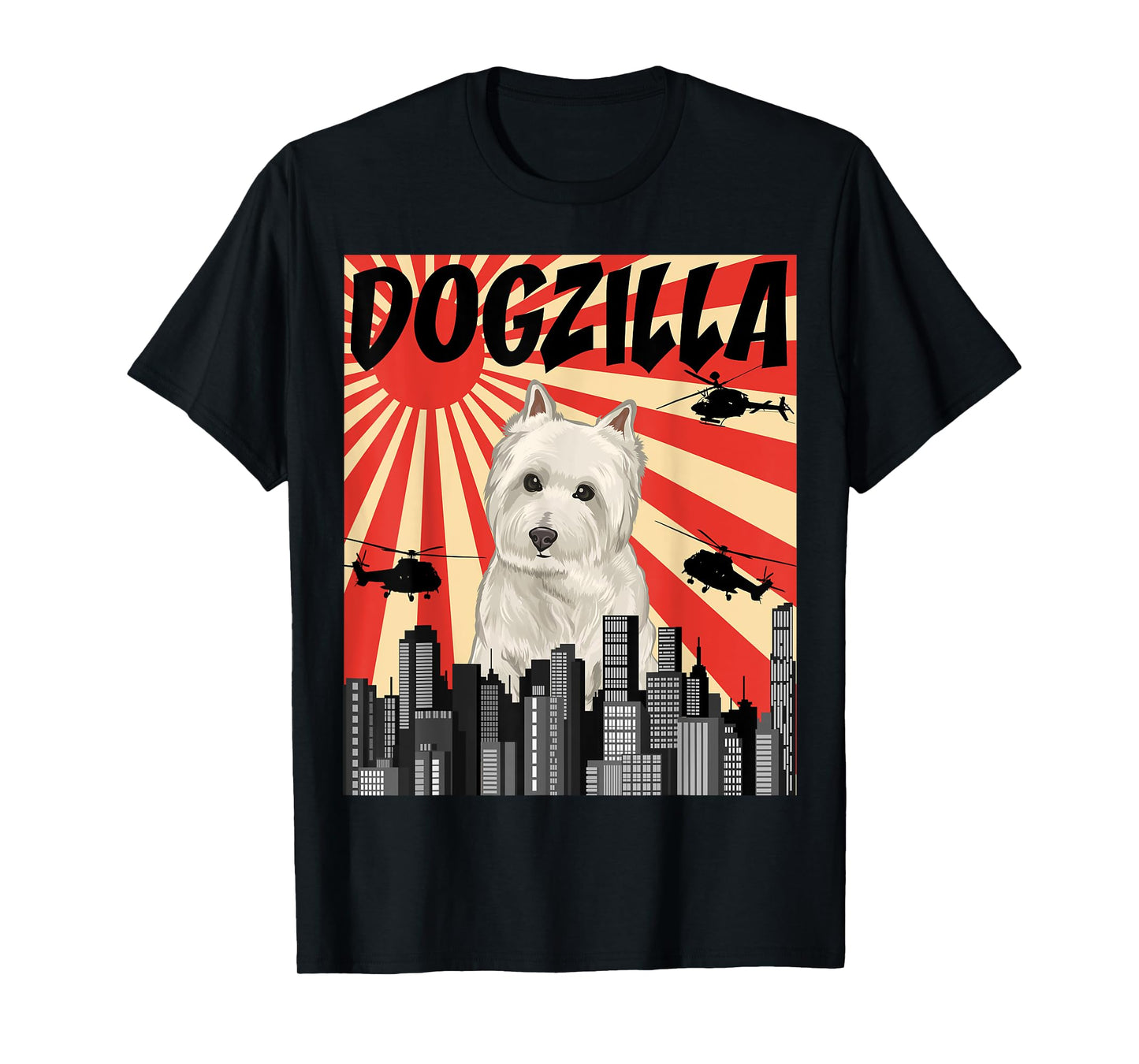 Funny Retro Japanese Dogzilla West Highland White Terrier T-Shirt