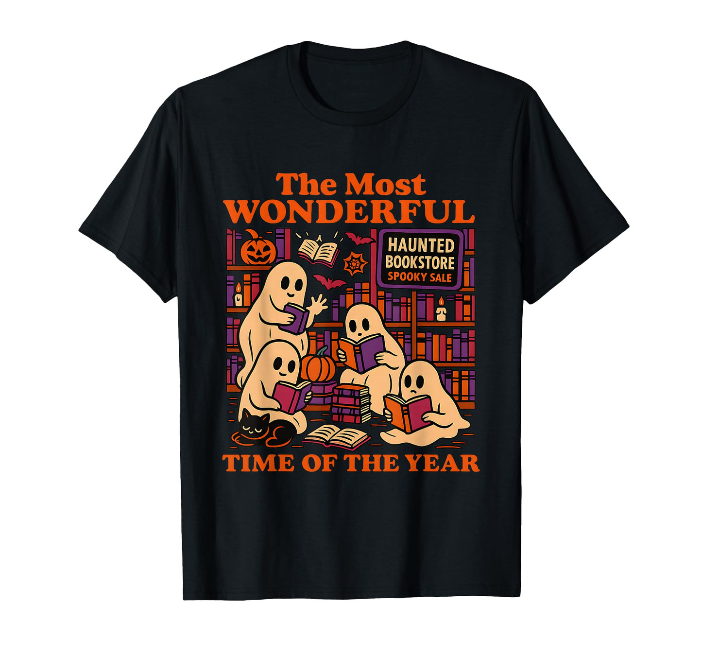 Colorful Ghost Book Club Haunted Bookstore Halloween T-Shirt
