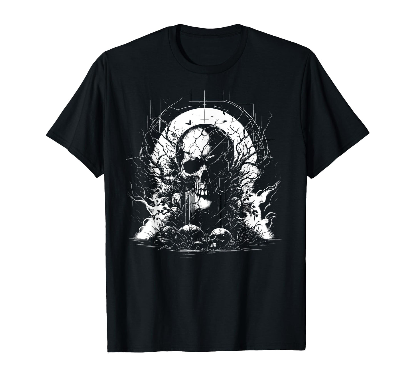Cracked Skull Dark Art Gothic Art Grave Fog T-Shirt