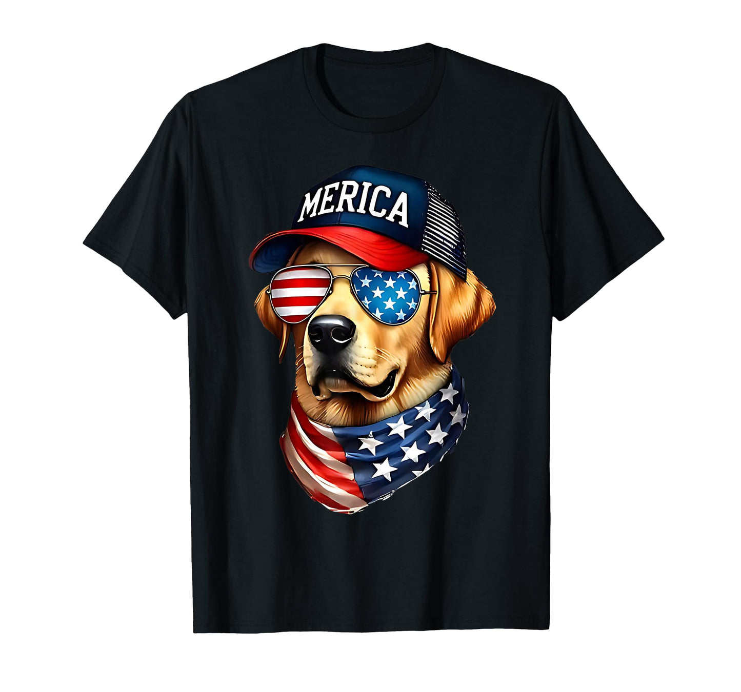 Yellow Labrador Retriever 4th of July Merica USA Flag Lab T-Shirt
