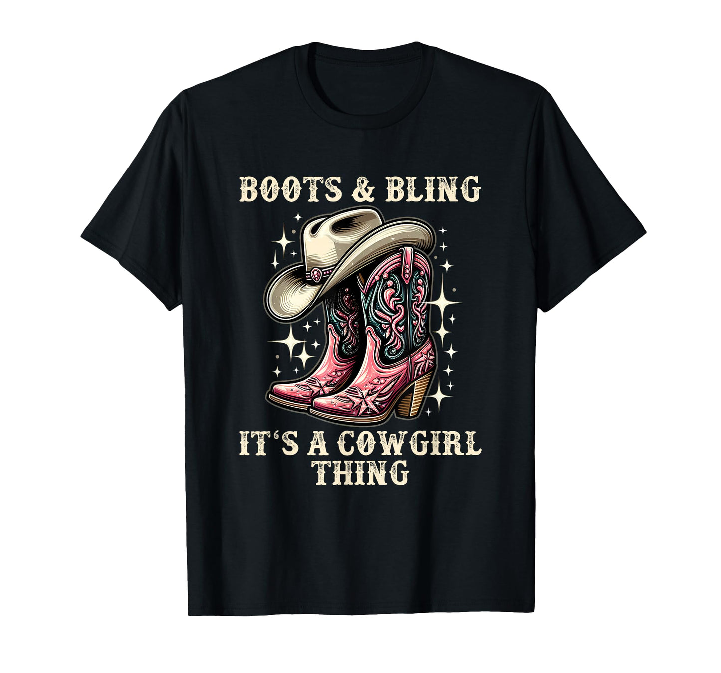 Boots And Bling Its A Cowgirl Thing Cowboy Hat Kids Cowgirls T-Shirt