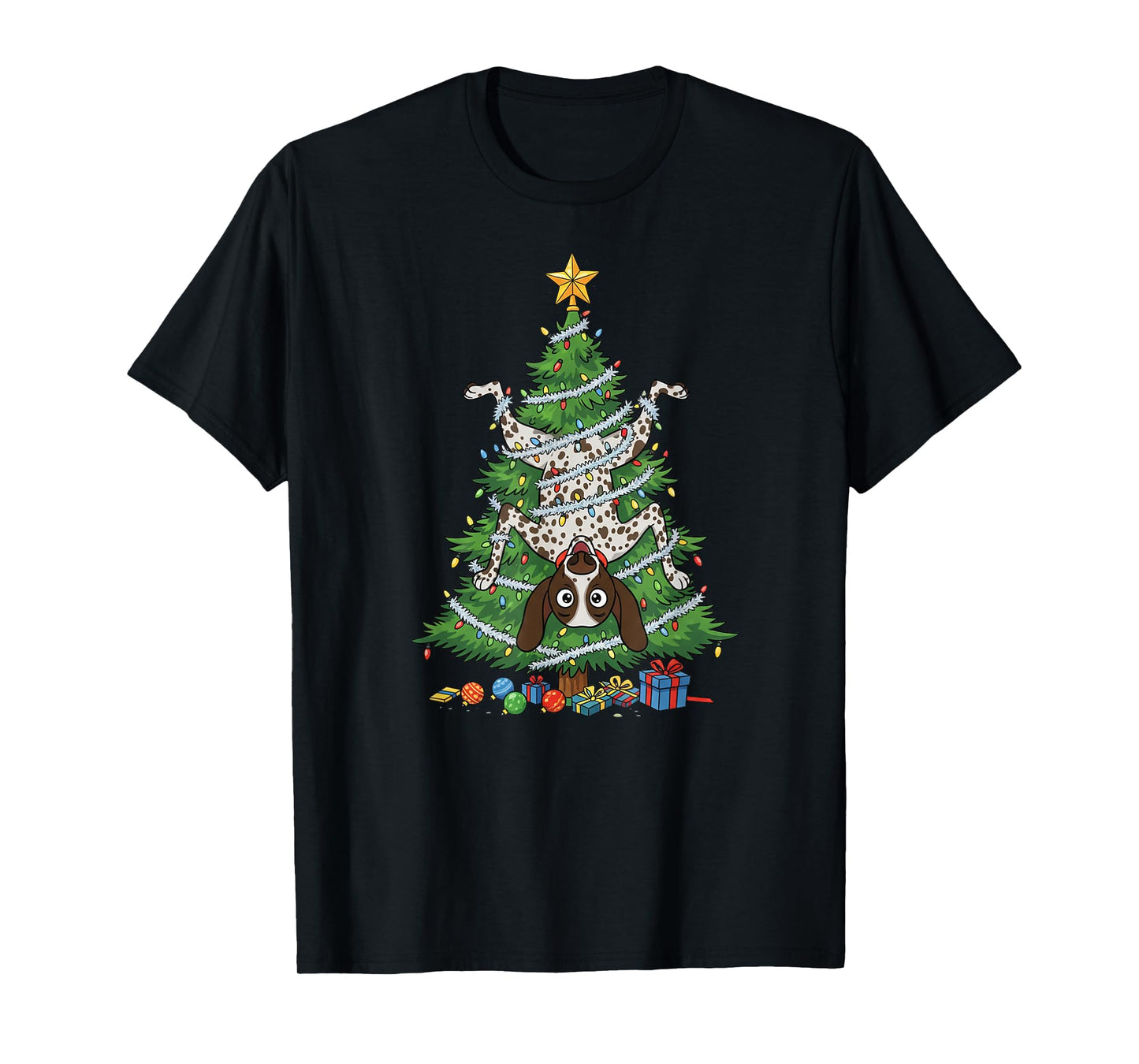 Funny German Shorthaired Pointer Dog Christmas Tree T-Shirt