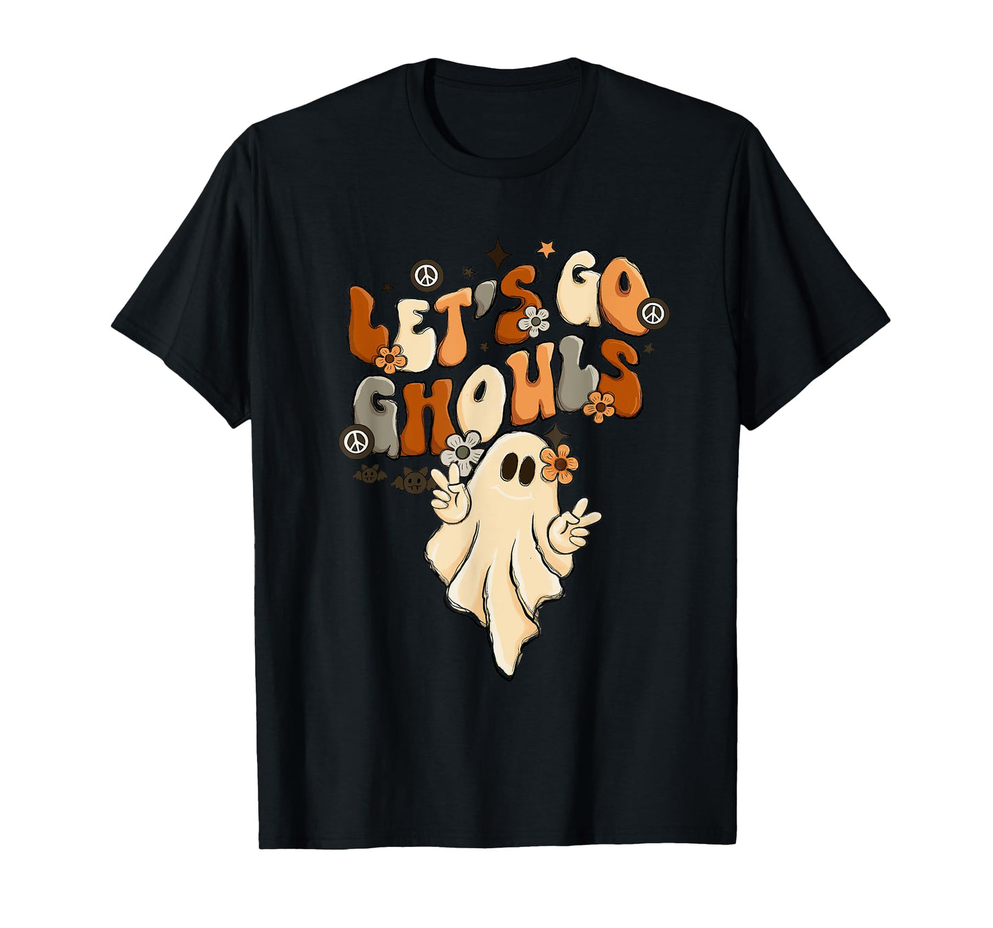 Retro Groovy Let's Go Ghouls Halloween Ghost Outfit Costumes T-Shirt