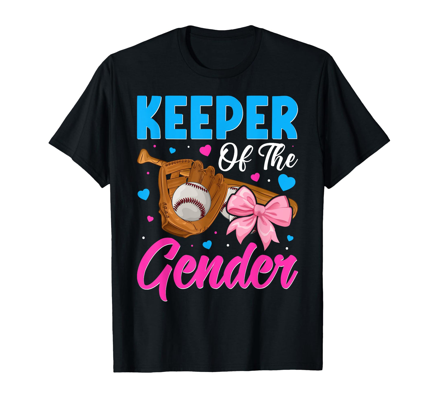 Keeper Of The Gender Baseball or Bows Gender Reveal Party T-Shirt