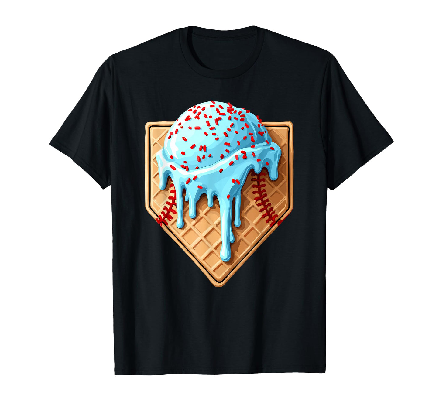 Ice Cream Baseball Drip Home Plate Dripping T-Shirt