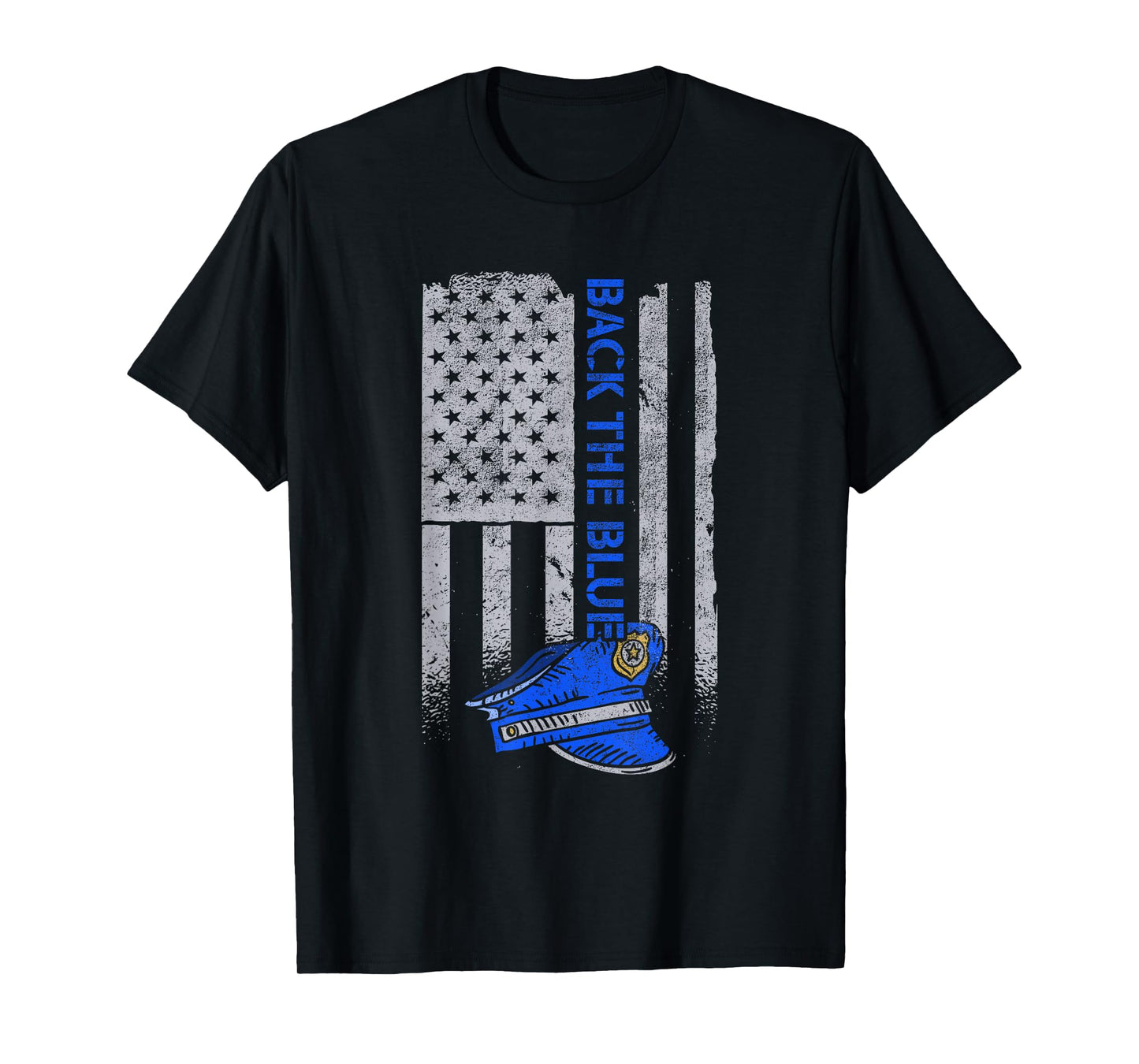 Proud Patriotic Freedom Designs Back the Blue Police American Flag T-Shirt