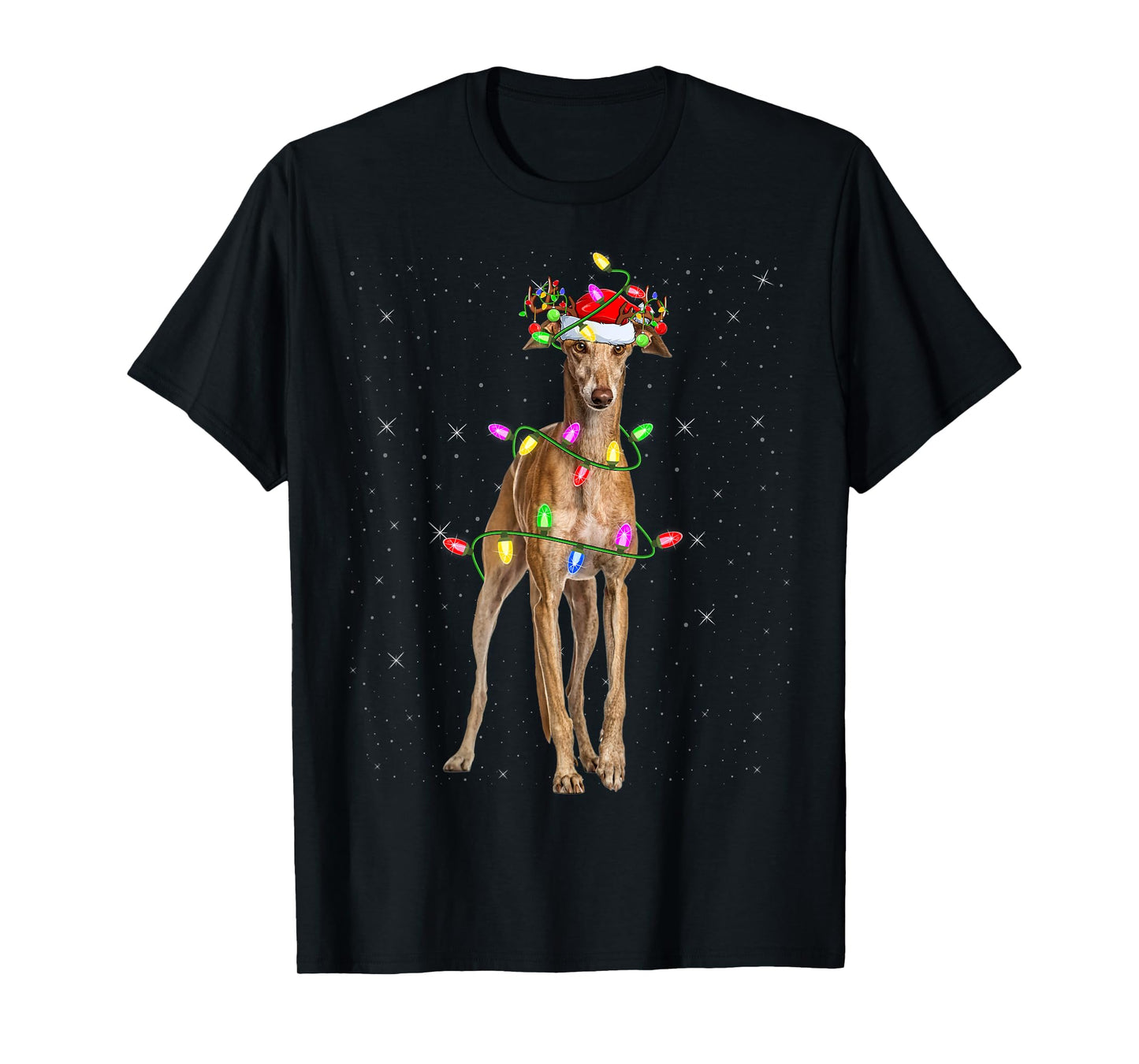 Greyhound Dog Lover Xmas Lighting Santa Greyhound Christmas T-Shirt for Men Women Kids