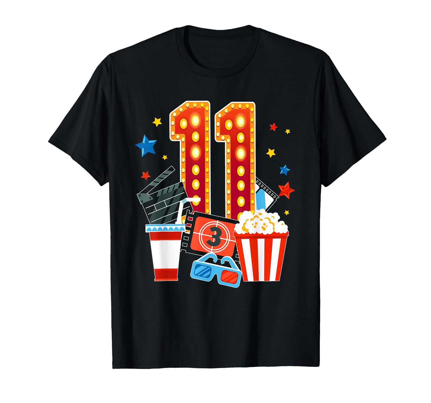 11th Birthday Movie Night Theme 11 Year Old Birthday Party T-Shirt