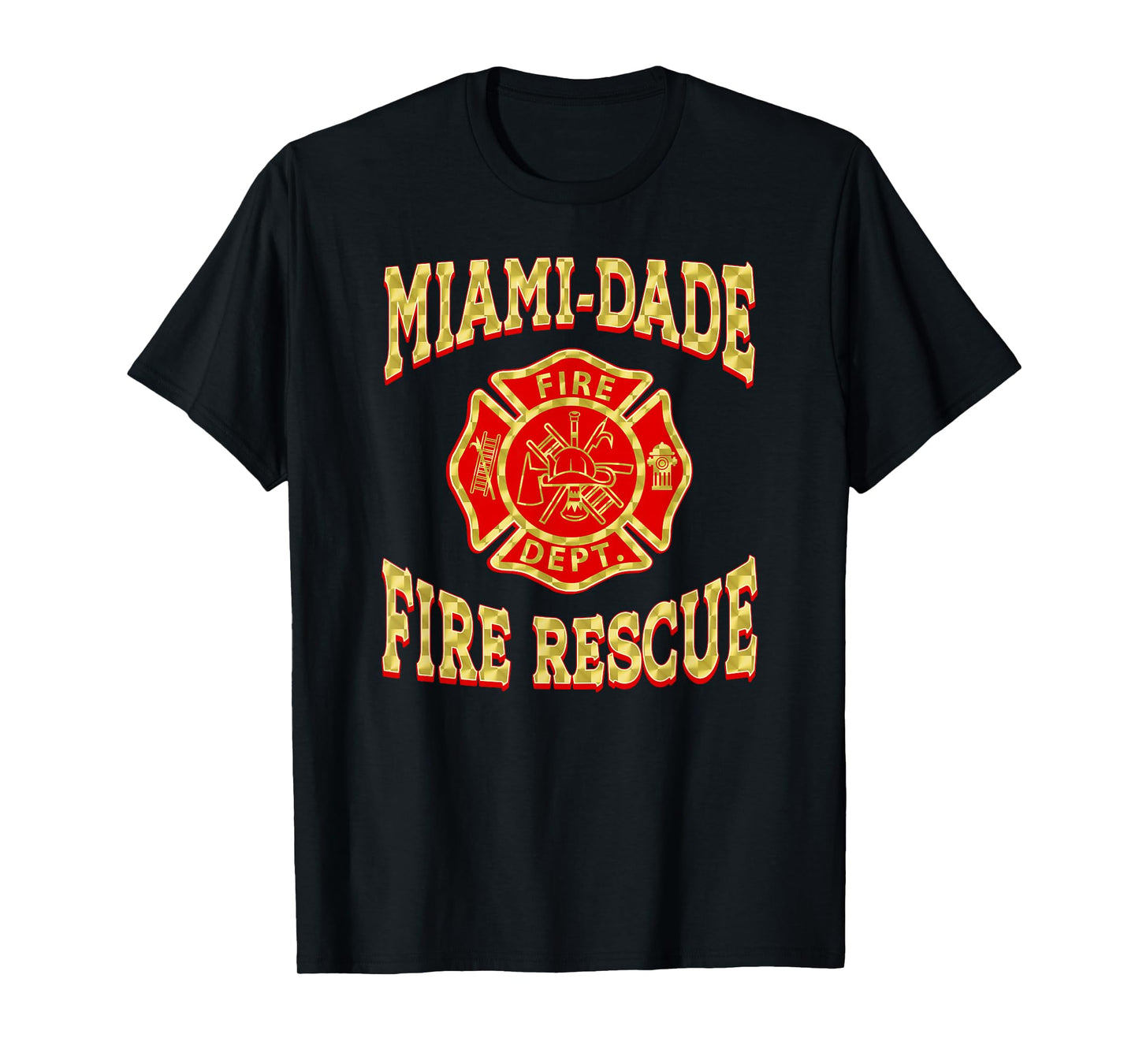 Retro Miami Dade Fire Rescue Department Flag Firemen T-Shirt