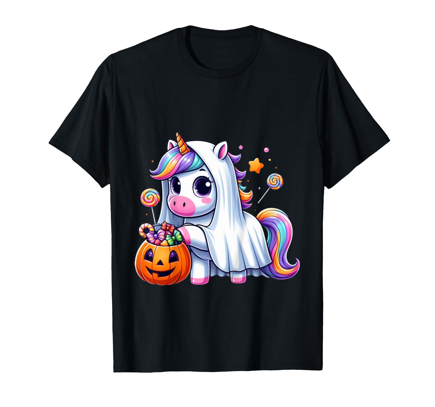 Cute Unicorn Ghost Costume Halloween Candy T-Shirt