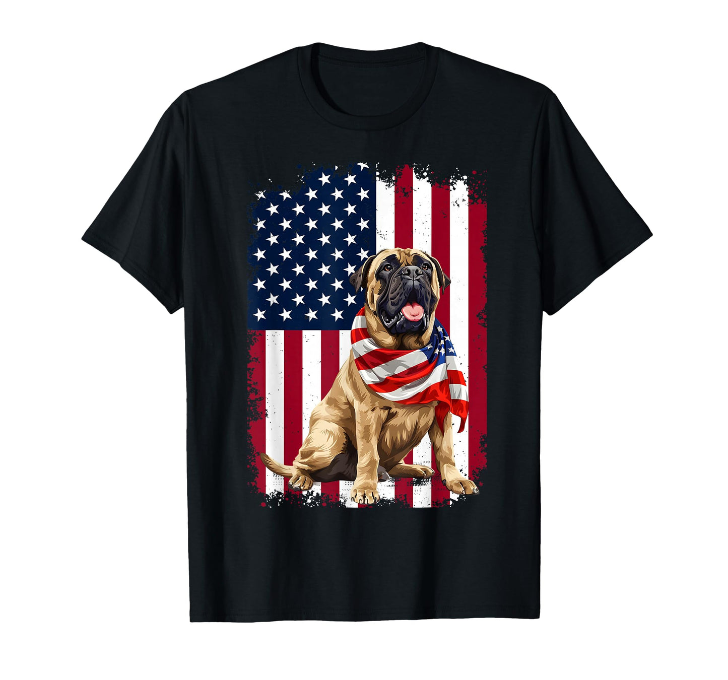 English Mastiff American Flag 4th of July English Mastiff T-Shirt