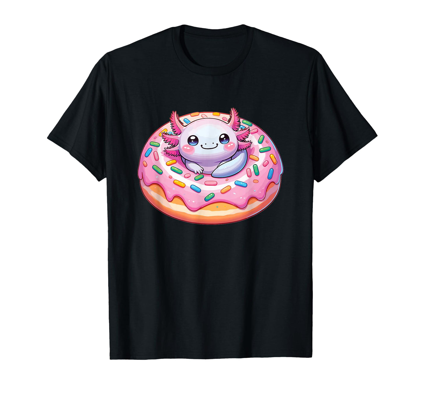 Axolotl In Sweet Donut Funny Axolotl Fast Food T-Shirt