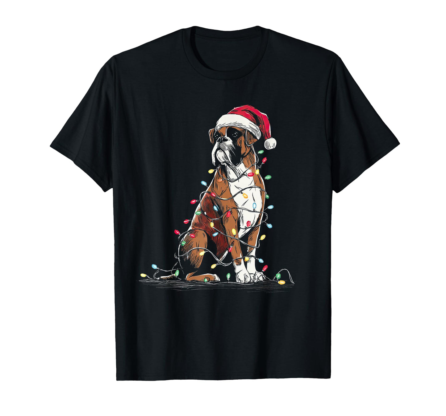 Funny Boxer Christmas Graphics Dog Lights Lover T-Shirt