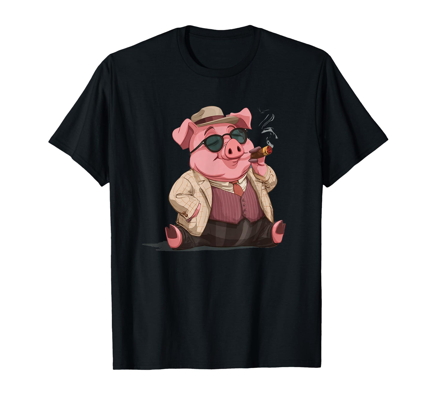 Funny Pig Sunglasses with Smoking Cigar Costume T-Shirt