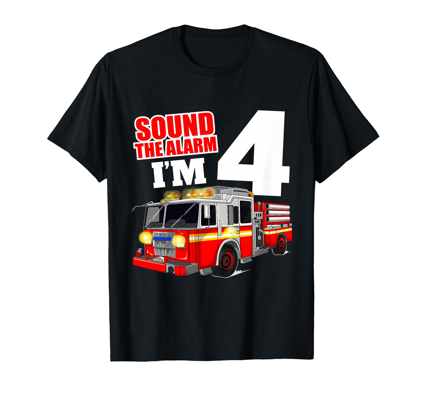 Kids Fire Truck 4th Birthday Boy Firefighter 4 Year Old T-Shirt