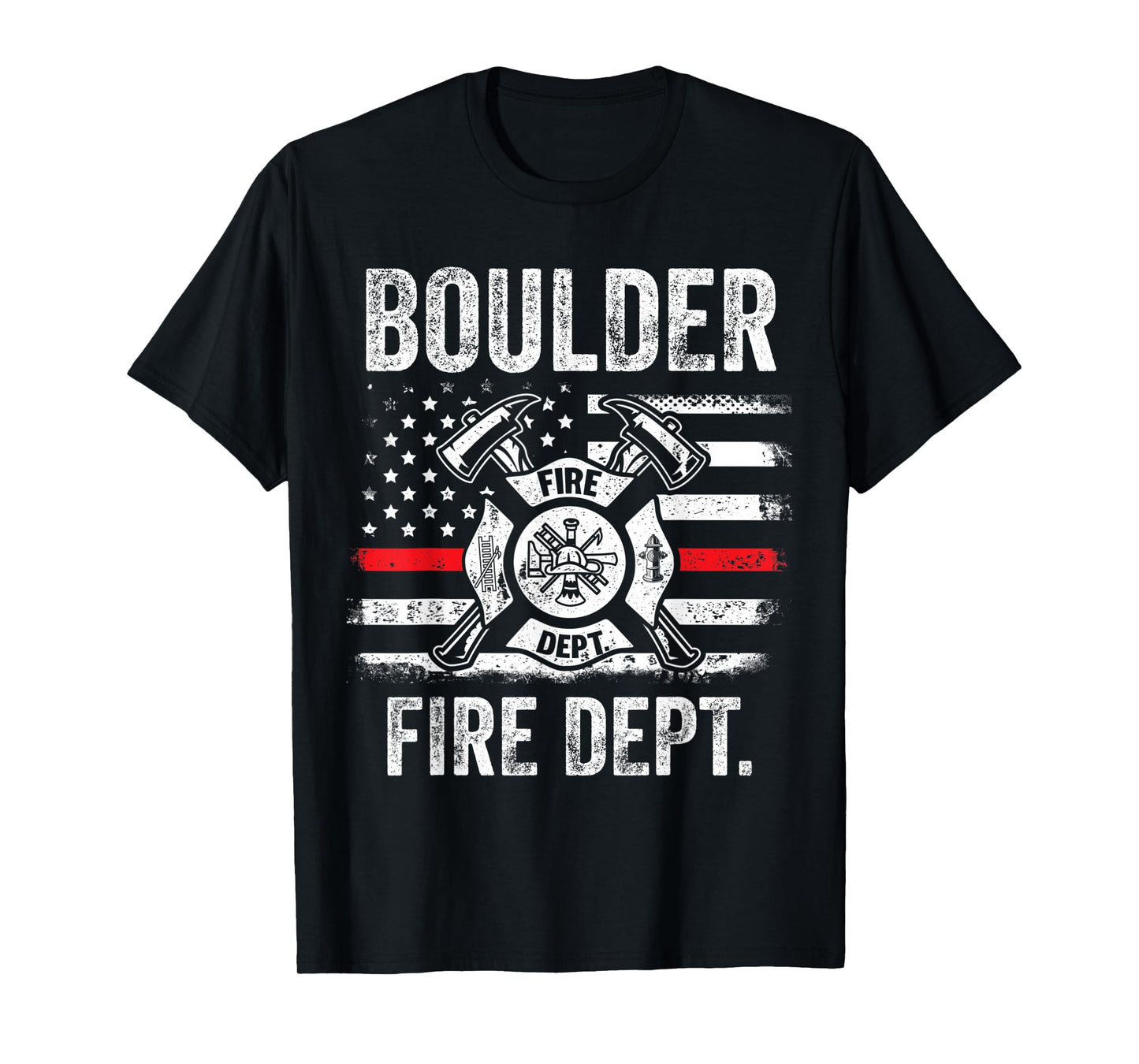 Boulder Colorado Fire Department Thin Red Line Fireman T-Shirt