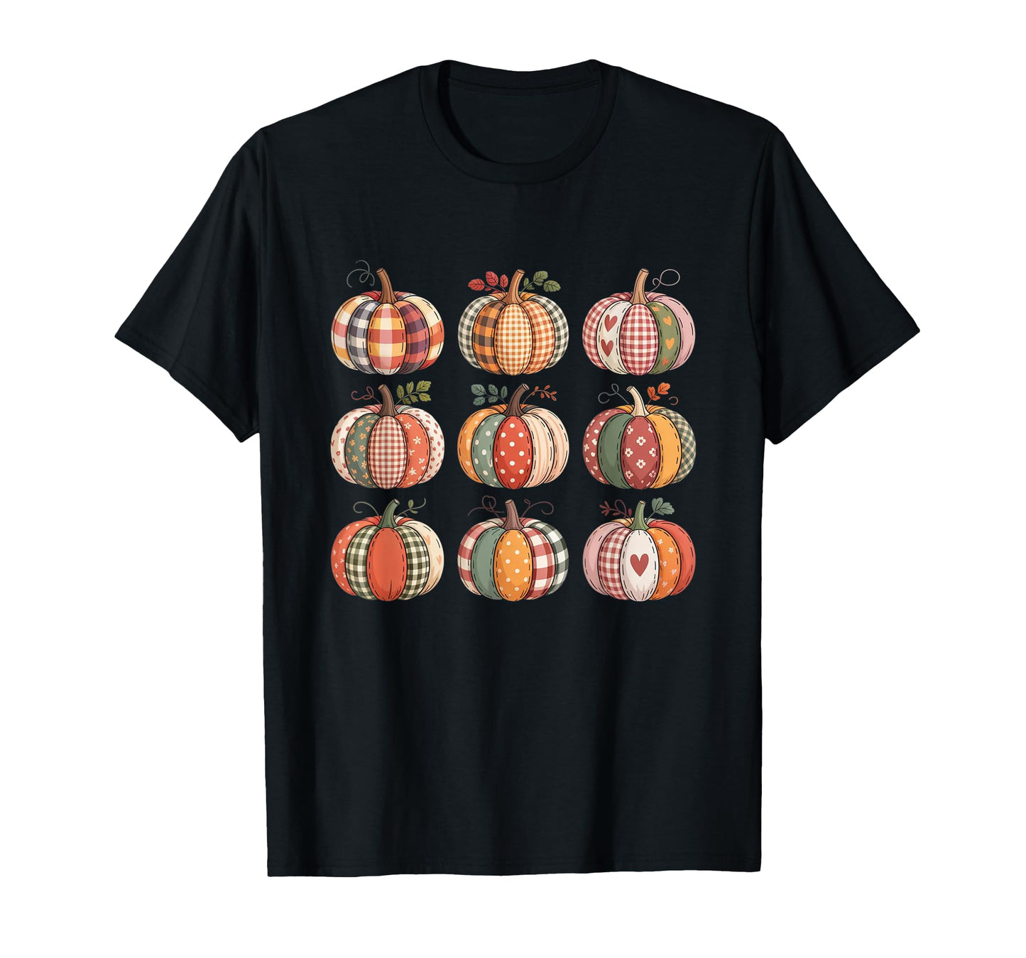 Halloween Patchwork Pumpkin Quilted Fall Aesthetic T-Shirt